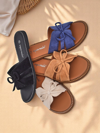 Royalfashion Женские шлепанцы на плоской подошве с бантом Gerber