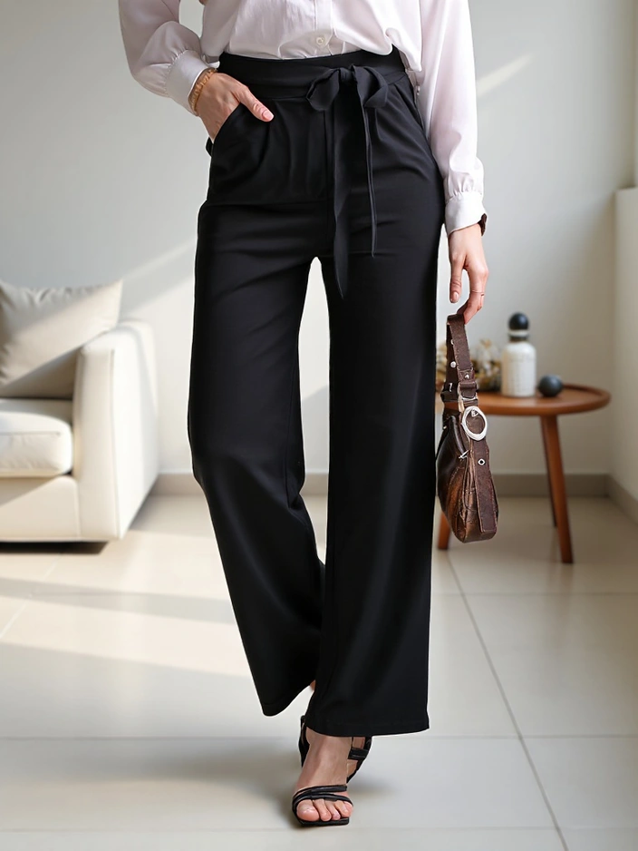 Широкие женские брюки Royalfashion с поясом