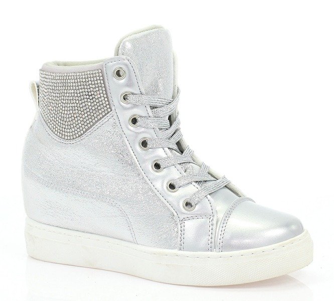 Серебряные кроссовки на внутренней танкетке Beatrice - Обувь