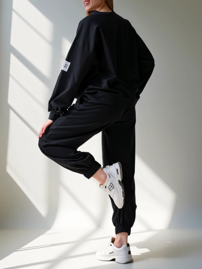 Royalfashion Moteriška medvilnės komplektas su išraižytais rankogaliais ant kojų