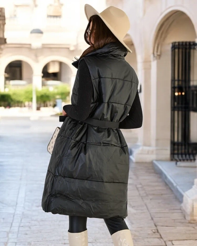 Royalfashion Длинный женский жилет а'ля кожа