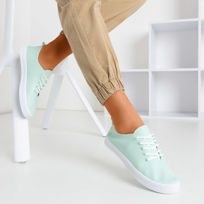 Кроссовки на шнуровке мятного цвета Ewilia - Обувь