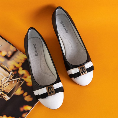 Черные женские ажурные балетки с бантом Alemonia