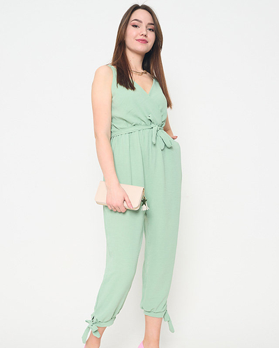 Moteriškas žalios spalvos kombinezonas plonomis petnešėlėmis - Drabužiai