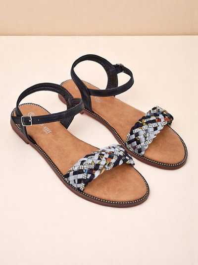 Royalfashion Damskie sandały na płaskiej podeszwie ColorStrap