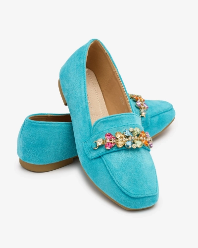 Royalfashion Синие женские мокасины с кристаллами Olkeri