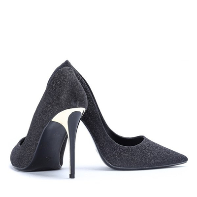 Czarne szpilki zdobione brokatem Cassidy- Obuwie