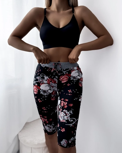 Женские шорты 3/4 черно-розовые PLUS SIZE - Одежда