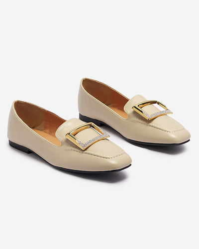 Бежевые женские мокасины с орнаментом Sefonta- Footwear
