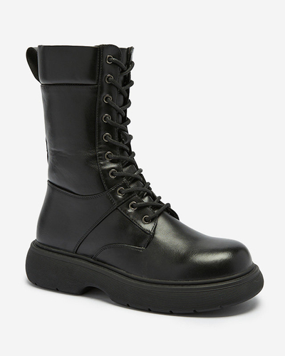 Черные женские сапоги на шнуровке Ferisis - Обувь