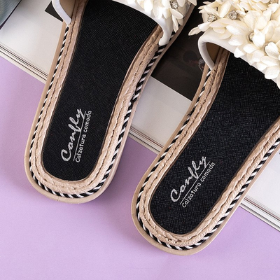 Белые женские шлепанцы с отделкой Seiov