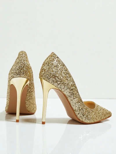 Czółenka damskie eko skórzane z brokatem Zavrimea