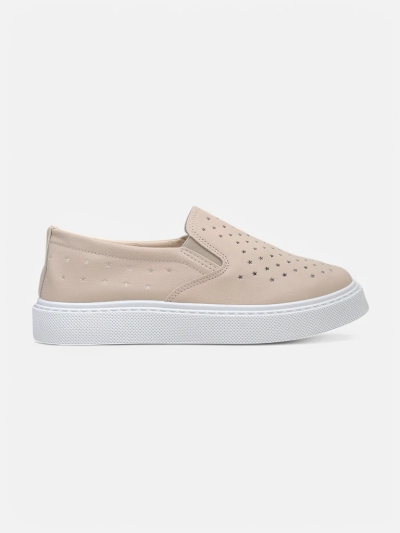 Callista Beige Eco-Leather Platform Slip-ons for Ladies