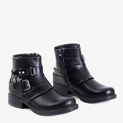 Czarne damskie botki workery ze sprzączką Voe - Obuwie