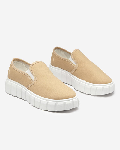 Smėlio spalvos moteriški užsegami batai ant storo Tenri pado - Avalynė