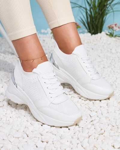 Белые женские спортивные кроссовки на каблуке Ezetta- Footwear