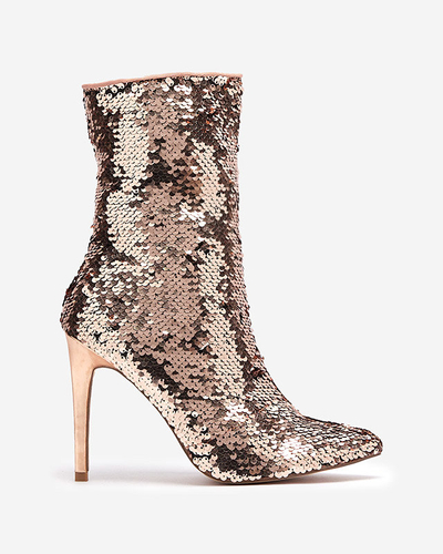 OUTLET Розово-золотые женские сапоги с блестками Lexillo- Footwear