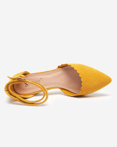 Garstytinės moteriškos zomšinės basutės ant stulpelio Ametis - Avalynė