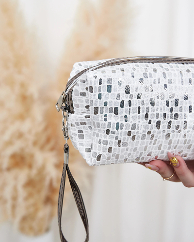 "Royalfashion" Baltos spalvos blizgios blizgios moteriškos kosmetinės su raštu