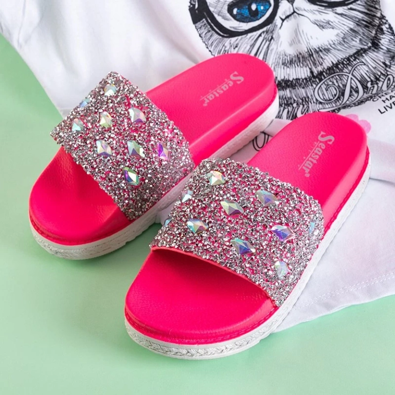 OUTLET Fuksijos spalvos moteriškos basutės su cirkonais Sailor - Avalynė