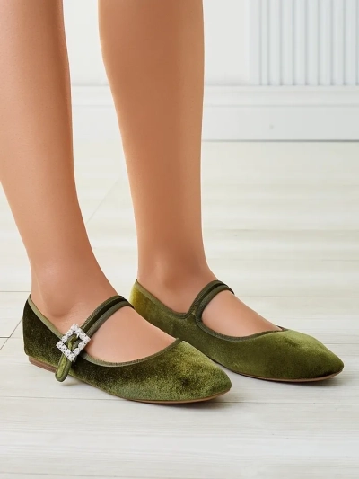 Royalfashion Женские балетки а-ля велюр с пряжкой и ремешком Enribes