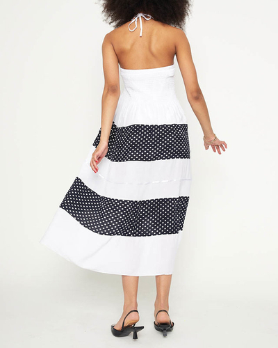 Белое платье макси в горошек PLUS SIZE