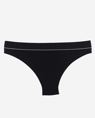 Женские черные трусики в рубчик со спортивными надписями - Нижнее белье