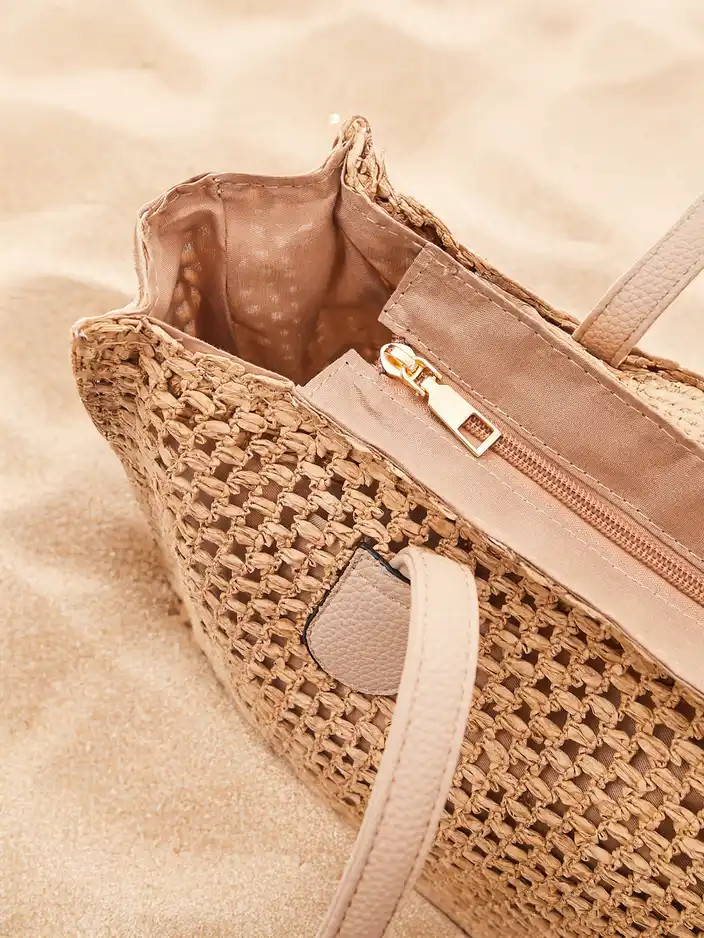 Royalfashion Didelis šiaudinė vasaros rankinė