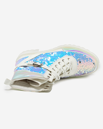 Balti moteriški batai su blizgučiais iš Impresa - Avalynė