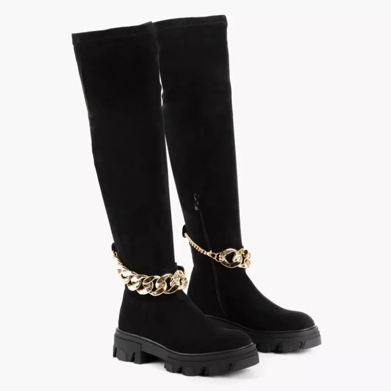 OUTLET Moteriški juodi ekologiški zomšiniai platforminiai batai „Engli“-Avalynė