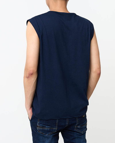 Vyriški tamsiai mėlyni marškinėliai be rankovių - Drabužiai
