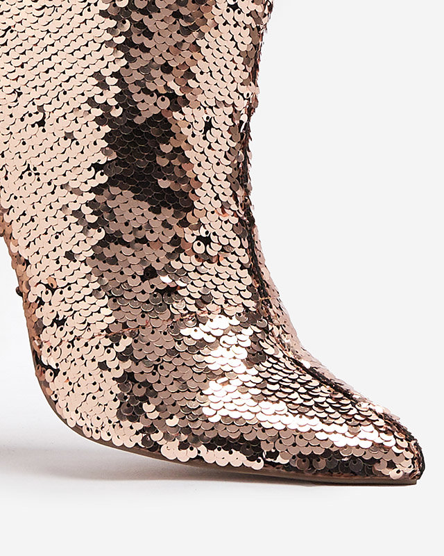 OUTLET Розово-золотые женские сапоги с блестками Lexillo- Footwear