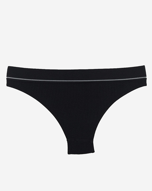 Женские черные трусики в рубчик со спортивными надписями - Нижнее белье