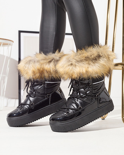 Черные женские лакированные сапоги-снегоступы Luccav- Footwear