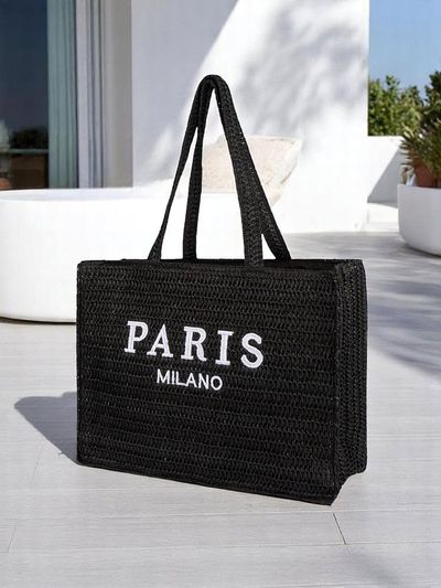 Royalfashion Didelė Šiaudinė Moteriška Rankinė Paris Milano Didelė