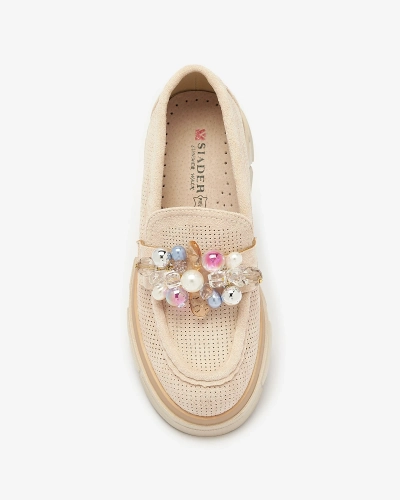 Женские бежевые ажурные мокасины Peloga- Footwear