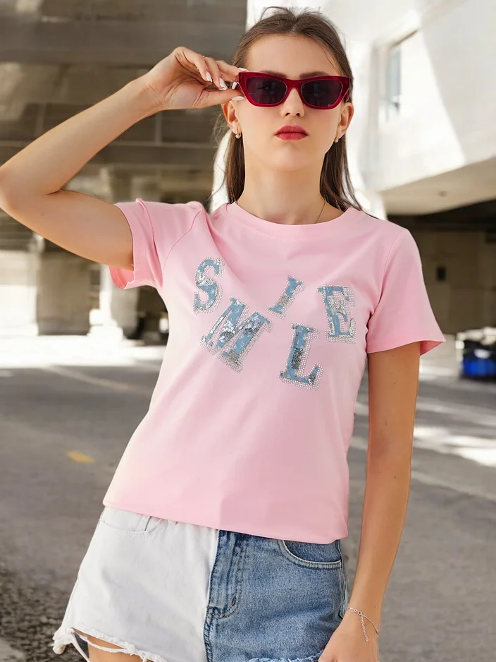 Женская блуза Royalfashion из хлопка с надписью