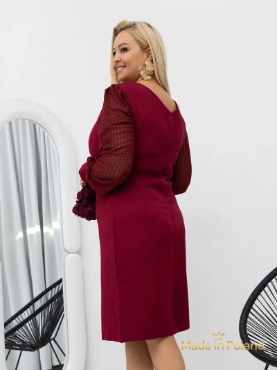 Elegantiška moteriška mini suknelė su tinklinėmis rankovėmis Evilla