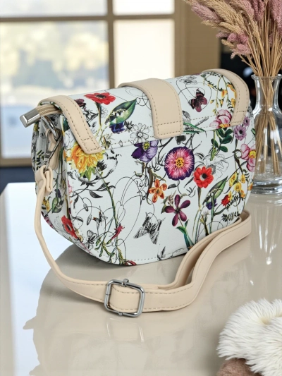 Royalfashion Mała damska torebka z eko skóry w kwiaty Ori Elle - Sztosik!