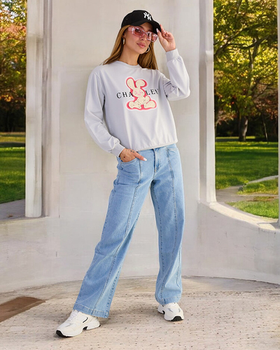 Royalfashion Женская хлопковая тонкая толстовка с принтом