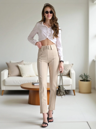 Женские treggings Royalfashion из плотного хлопка с стрелками