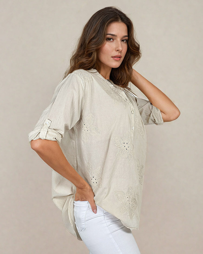 Royalfashion Женская рубашка oversize с вышивкой