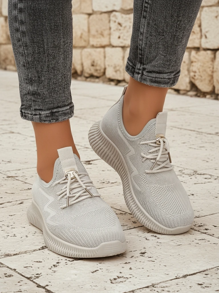 Aurelia Bianca – Royalfashion white flat-soled sneakers fo' ladies