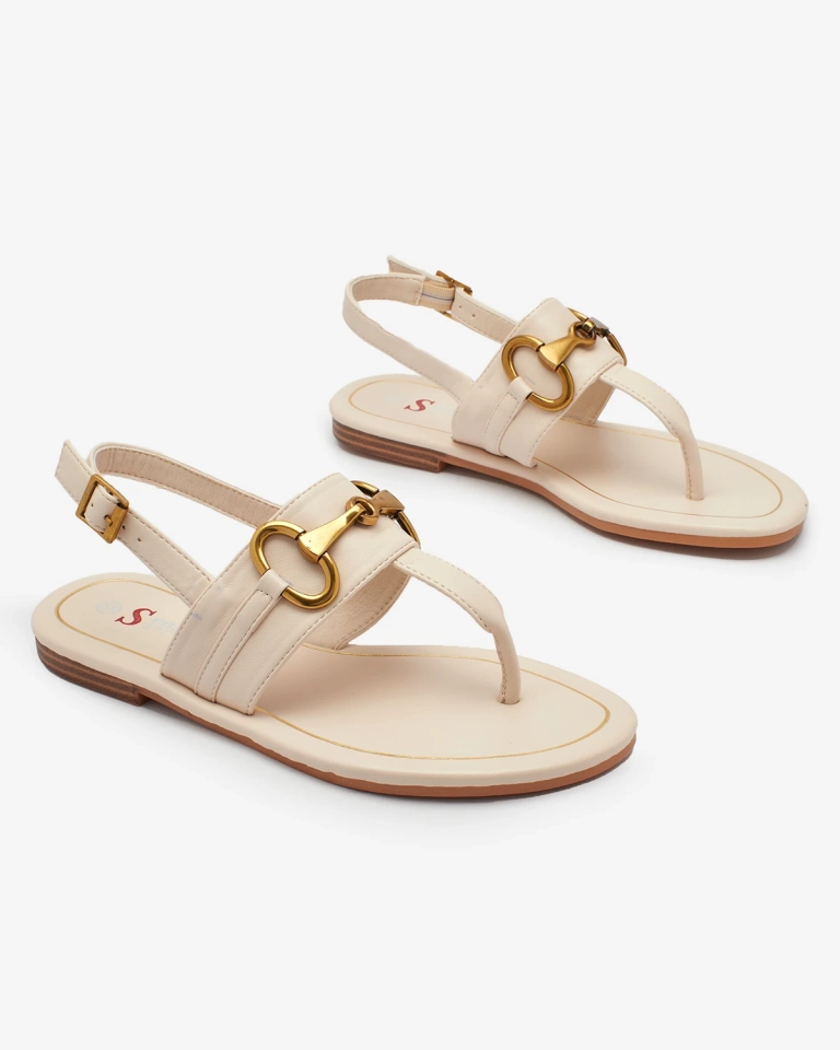 OUTLET Royalfashion Moteriški smėlio spalvos sandalai su šlepetėmis Imonel