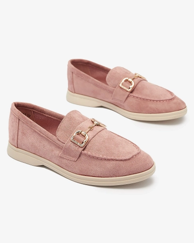 Темно-розовые женские мокасины с золотым украшением Neterri - Обувь