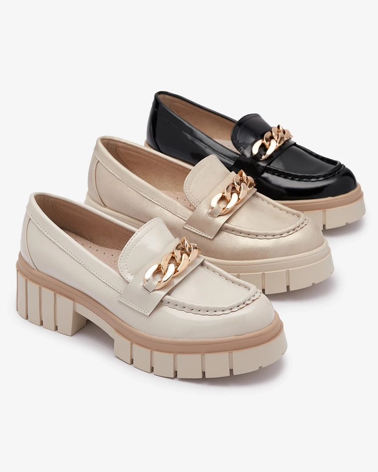 Smėlio spalvos lakuoti moteriški mokasinai Aquan- Footwear