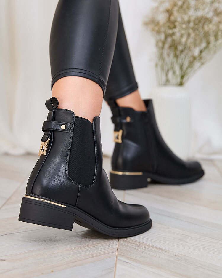 Royalfashion Черные женские сапоги a'la sztyblety из экокожи Frince