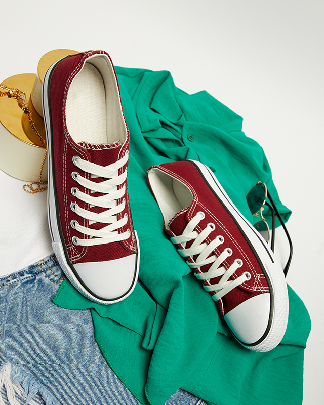 Bordowe trampki sznurowane Noenoes - Obuwie