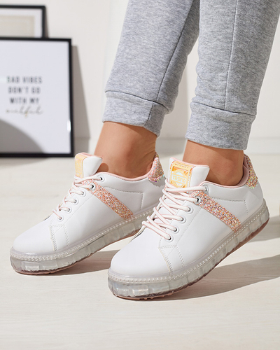 Женские спортивные кроссовки белого цвета с розовыми вставками Asxa- Footwear