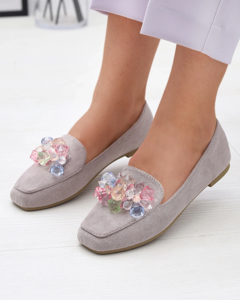 Серые мокасины из эко-замши для женщин Gepossa- Footwear